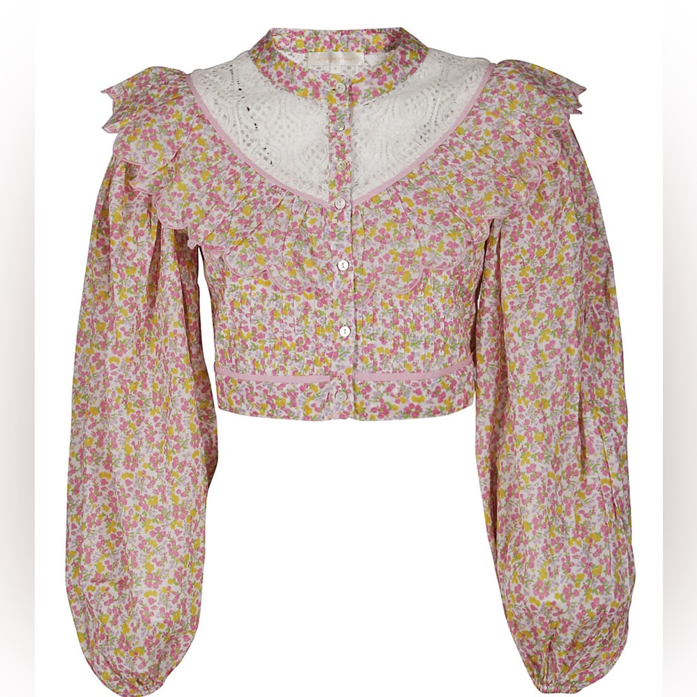 LoveShackFancy Egan Floral Top - Size 10